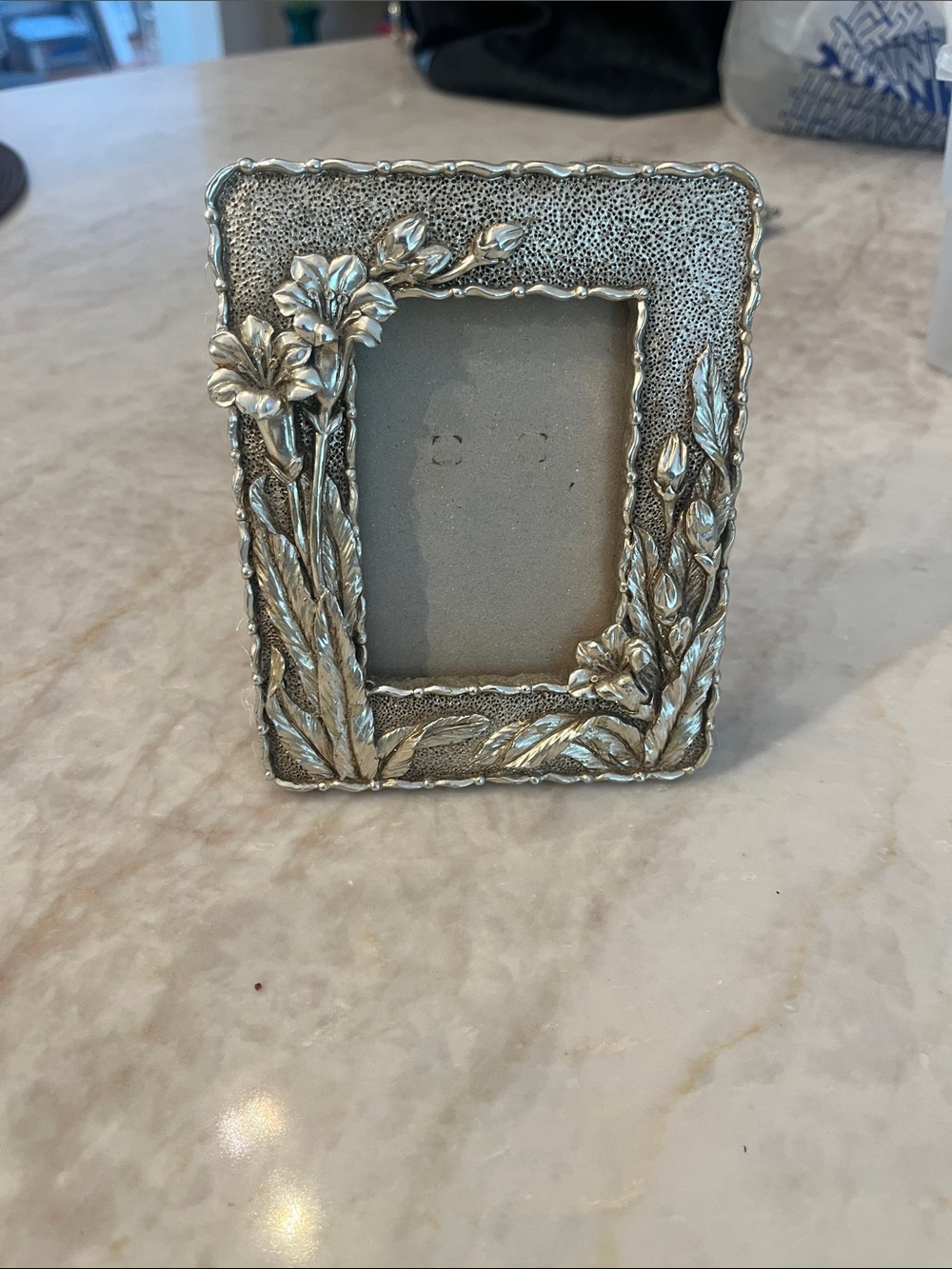 Ornate Floral Silver Decorative Photo Frame